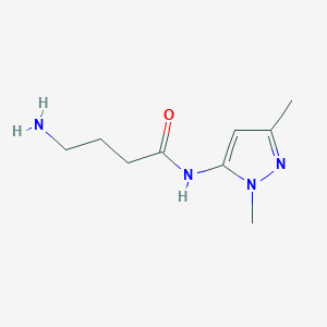 molecular formula C9H16N4O B1472278 4-amino-N-(1,3-dimethyl-1H-pyrazol-5-yl)butanamide CAS No. 1352527-52-6