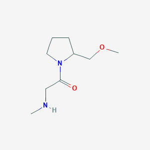 molecular formula C9H18N2O2 B1472286 1-(2-(Methoxymethyl)pyrrolidin-1-yl)-2-(methylamino)ethan-1-one CAS No. 1528698-46-5