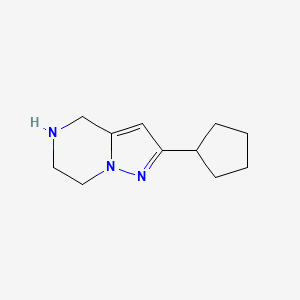 molecular formula C11H17N3 B1472291 2-Cyclopentyl-4,5,6,7-tetrahydropyrazolo[1,5-a]pyrazine CAS No. 1528570-82-2