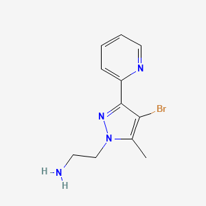 molecular formula C11H13BrN4 B1472319 2-(4-溴-5-甲基-3-(吡啶-2-基)-1H-吡唑-1-基)乙胺 CAS No. 1515223-86-5