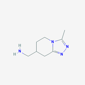 molecular formula C8H14N4 B1472342 (3-Methyl-5,6,7,8-tetrahydro-[1,2,4]triazolo[4,3-a]pyridin-7-yl)methanamine CAS No. 1539199-51-3