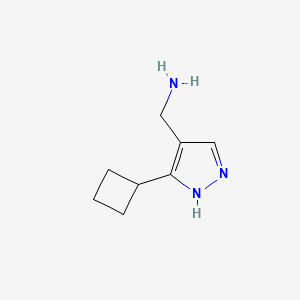 molecular formula C8H13N3 B1472348 (5-cyclobutyl-1H-pyrazol-4-yl)methanamine CAS No. 1541571-97-4