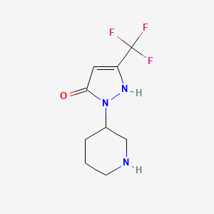 molecular formula C9H12F3N3O B1472358 1-(piperidin-3-yl)-3-(trifluoromethyl)-1H-pyrazol-5-ol CAS No. 1538122-48-3