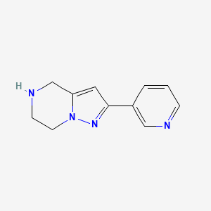molecular formula C11H12N4 B1472361 2-(Pyridin-3-yl)-4,5,6,7-tetrahydropyrazolo[1,5-a]pyrazine CAS No. 1534056-03-5