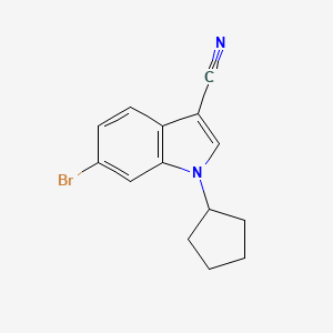 molecular formula C14H13BrN2 B1472379 6-Bromo-1-cyclopentyl-1H-indole-3-carbonitrile CAS No. 1510992-26-3