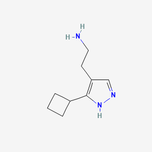 molecular formula C9H15N3 B1472414 2-(3-环丁基-1H-吡唑-4-基)乙胺 CAS No. 1551174-02-7