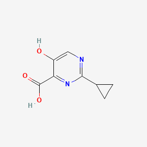 molecular formula C8H8N2O3 B1472417 2-环丙基-5-羟基嘧啶-4-羧酸 CAS No. 1558135-72-0