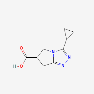 molecular formula C9H11N3O2 B1472419 3-Cyclopropyl-6,7-dihydro-5H-pyrrolo[2,1-c][1,2,4]triazole-6-carboxylic acid CAS No. 1547032-55-2