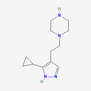 molecular formula C12H20N4 B1472443 1-(2-(3-cyclopropyl-1H-pyrazol-4-yl)ethyl)piperazine CAS No. 1784312-61-3