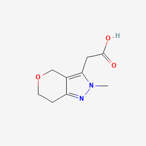 molecular formula C9H12N2O3 B1472445 2-(2-Methyl-2,4,6,7-tetrahydropyrano[4,3-c]pyrazol-3-yl)acetic acid CAS No. 1550997-53-9