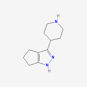 molecular formula C11H17N3 B1472467 3-(Piperidin-4-yl)-1,4,5,6-tetrahydrocyclopenta[c]pyrazole CAS No. 1550946-73-0
