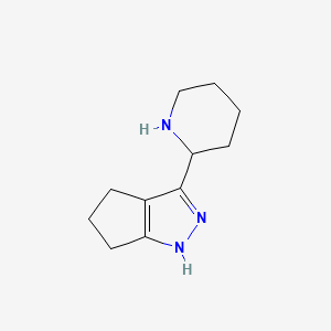 molecular formula C11H17N3 B1472478 3-(Piperidin-2-yl)-1,4,5,6-tetrahydrocyclopenta[c]pyrazole CAS No. 1554400-84-8