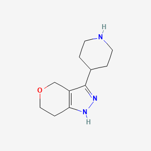 molecular formula C11H17N3O B1472480 3-(Piperidin-4-yl)-1,4,6,7-tetrahydropyrano[4,3-c]pyrazole CAS No. 1557399-68-4