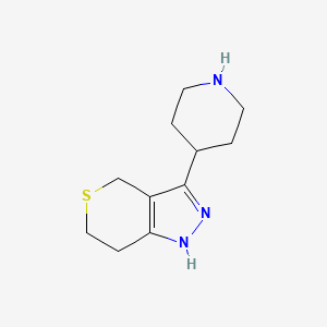molecular formula C11H17N3S B1472481 3-(Piperidin-4-yl)-1,4,6,7-tetrahydrothiopyrano[4,3-c]pyrazole CAS No. 1782674-27-4