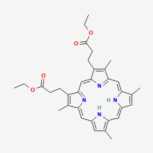 molecular formula C34H38N4O4 B14724835 21H,18-dipropanoic acid, 3,7,12,17-tetramethyl-, diethyl ester CAS No. 10591-30-7