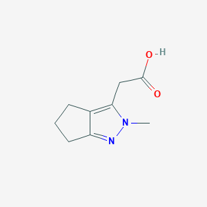 molecular formula C9H12N2O2 B1472488 2-(2-Methyl-2,4,5,6-tetrahydrocyclopenta[c]pyrazol-3-yl)acetic acid CAS No. 1547078-41-0