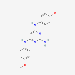 molecular formula C18H19N5O2 B14724887 4-N,6-N-bis(4-methoxyphenyl)pyrimidine-2,4,6-triamine CAS No. 5471-66-9