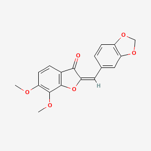 (2E)-2-(1,3-benzodioxol-5-ylmethylidene)-6,7-dimethoxy-1-benzofuran-3-one