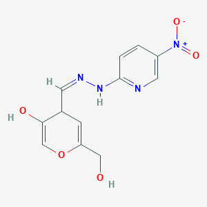 molecular formula C12H12N4O5 B14725077 6-(hydroxymethyl)-4-[(Z)-[(5-nitropyridin-2-yl)hydrazinylidene]methyl]-4H-pyran-3-ol CAS No. 6300-88-5