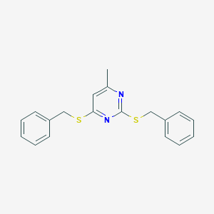 molecular formula C19H18N2S2 B14725152 2,4-Bis(benzylsulfanyl)-6-methylpyrimidine CAS No. 6311-76-8