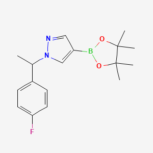 molecular formula C17H22BFN2O2 B1472572 1-(1-(4-Fluorophenyl)ethyl)-4-(4,4,5,5-tetramethyl-1,3,2-dioxaborolan-2-yl)-1H-pyrazole CAS No. 1604036-73-8