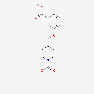 molecular formula C18H25NO5 B1472575 4-(3-Carboxy-phenoxymethyl)-piperidine-1-carboxylic acid tert-butyl ester CAS No. 168892-65-7