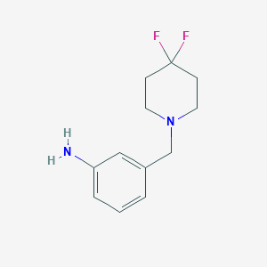 molecular formula C12H16F2N2 B1472578 3-(4,4-Difluoropiperidin-1-ylmethyl)-phenylamine CAS No. 1892803-18-7