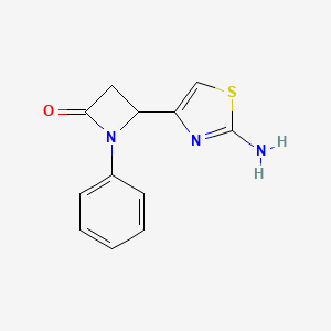 molecular formula C12H11N3OS B14725804 4-(2-Amino-1,3-thiazol-4-yl)-1-phenylazetidin-2-one 