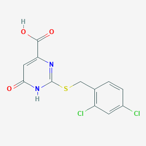 molecular formula C12H8Cl2N2O3S B14725817 2-[(2,4-Dichlorobenzyl)sulfanyl]-6-oxo-3,6-dihydropyrimidine-4-carboxylic acid CAS No. 6308-27-6