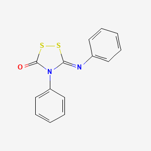 molecular formula C14H10N2OS2 B14725822 1,2,4-Dithiazolidin-3-one, 4-phenyl-5-(phenylimino)- CAS No. 5338-82-9