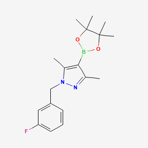 molecular formula C18H24BFN2O2 B1472638 1-(3-Fluorobenzyl)-3,5-dimethyl-4-(4,4,5,5-tetramethyl-[1,3,2]dioxaborolan-2-yl)-1H-pyrazole CAS No. 1450642-70-2