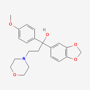 molecular formula C21H25NO5 B14726544 1-(1,3-Benzodioxol-5-yl)-1-(4-methoxyphenyl)-3-(morpholin-4-yl)propan-1-ol CAS No. 6269-84-7