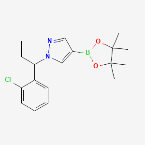 molecular formula C18H24BClN2O2 B1472665 1-(1-(2-Chlorophenyl)propyl)-4-(4,4,5,5-tetramethyl-1,3,2-dioxaborolan-2-yl)-1H-pyrazole CAS No. 1604037-07-1