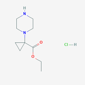 Ethyl 1-(piperazin-1-yl)cyclopropanecarboxylate hydrochloride