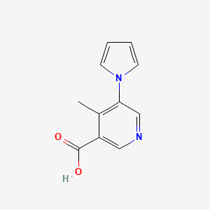 molecular formula C11H10N2O2 B1472733 4-methyl-5-(1H-pyrrol-1-yl)nicotinic acid CAS No. 1820609-10-6