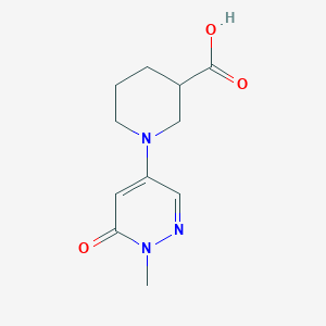 molecular formula C11H15N3O3 B1472767 1-(1-Methyl-6-oxo-1,6-dihydropyridazin-4-yl)piperidine-3-carboxylic acid CAS No. 1706455-37-9