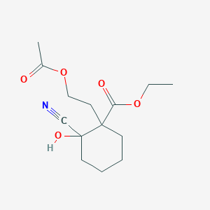 Ethyl 1-(2-acetyloxyethyl)-2-cyano-2-hydroxycyclohexane-1-carboxylate