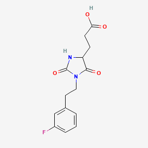 molecular formula C14H15FN2O4 B1472777 3-{1-[2-(3-Fluorophenyl)ethyl]-2,5-dioxoimidazolidin-4-yl}propanoic acid CAS No. 1955494-04-8