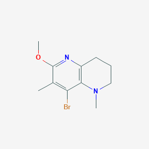 molecular formula C11H15BrN2O B1472785 8-Bromo-6-methoxy-1,7-dimethyl-1,2,3,4-tetrahydro-1,5-naphthyridine CAS No. 1823547-75-6