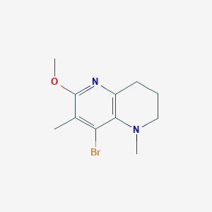 molecular formula C11H15BrN2O B1472785 8-ブロモ-6-メトキシ-1,7-ジメチル-1,2,3,4-テトラヒドロ-1,5-ナフチリジン CAS No. 1823547-75-6