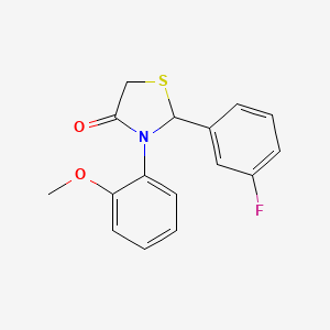 molecular formula C16H14FNO2S B1472788 2-(3-Fluorophenyl)-3-(2-methoxyphenyl)thiazolidin-4-one CAS No. 1395434-57-7