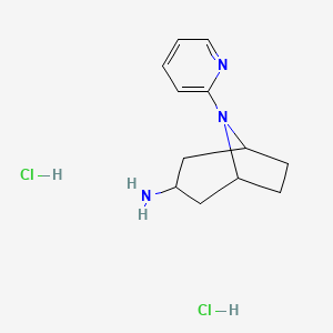 molecular formula C12H19Cl2N3 B1472811 8-(Pyridin-2-yl)-8-azabicyclo[3.2.1]octan-3-amine dihydrochloride CAS No. 2098086-87-2
