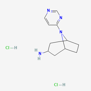 molecular formula C11H18Cl2N4 B1472812 8-(Pyrimidin-4-yl)-8-azabicyclo[3.2.1]octan-3-amine dihydrochloride CAS No. 2097976-08-2