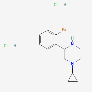 molecular formula C13H19BrCl2N2 B1472818 3-(2-Bromophenyl)-1-cyclopropylpiperazine dihydrochloride CAS No. 1820706-43-1