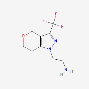 molecular formula C9H12F3N3O B1472827 2-(3-(trifluoromethyl)-6,7-dihydropyrano[4,3-c]pyrazol-1(4H)-yl)ethan-1-amine CAS No. 2091909-37-2