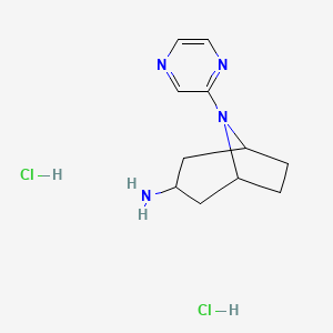 molecular formula C11H18Cl2N4 B1472834 8-(Pyrazin-2-yl)-8-azabicyclo[3.2.1]octan-3-amine dihydrochloride CAS No. 2098086-93-0