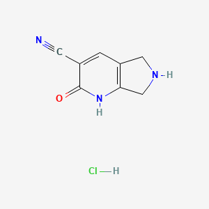 molecular formula C8H8ClN3O B1472843 2-氧代-2,5,6,7-四氢-1H-吡咯并[3,4-b]吡啶-3-腈盐酸盐 CAS No. 1864057-79-3
