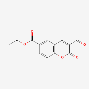 molecular formula C15H14O5 B14728456 2H-1-Benzopyran-6-carboxylic acid, 3-acetyl-2-oxo-, isopropyl ester CAS No. 6468-76-4