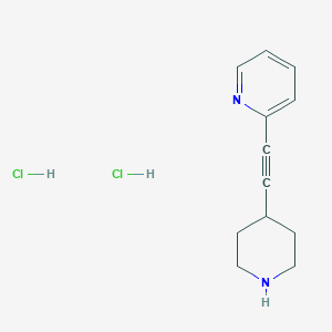 molecular formula C12H16Cl2N2 B1472856 2-(Piperidin-4-ylethynyl)pyridine dihydrochloride CAS No. 2098087-32-0