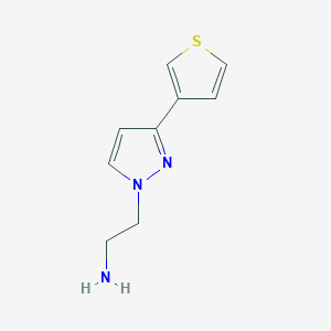 molecular formula C9H11N3S B1472857 2-(3-(thiophen-3-yl)-1H-pyrazol-1-yl)ethan-1-amine CAS No. 1936175-11-9